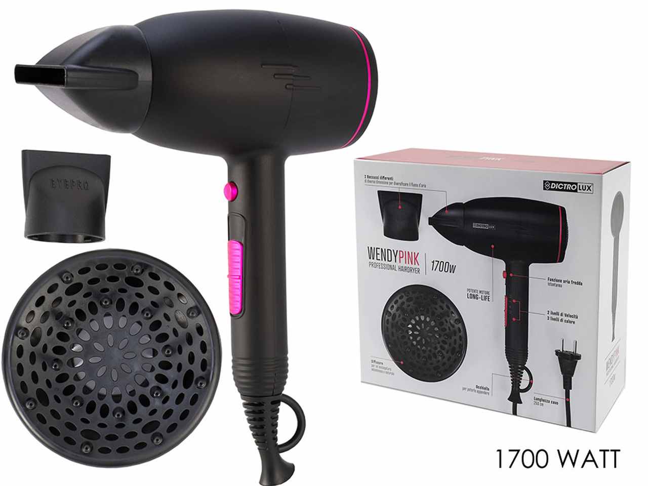 Wendy pink-phon professionale 1700w con diffusore