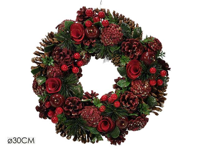 Ghirlanda con bacche rosse 30cm