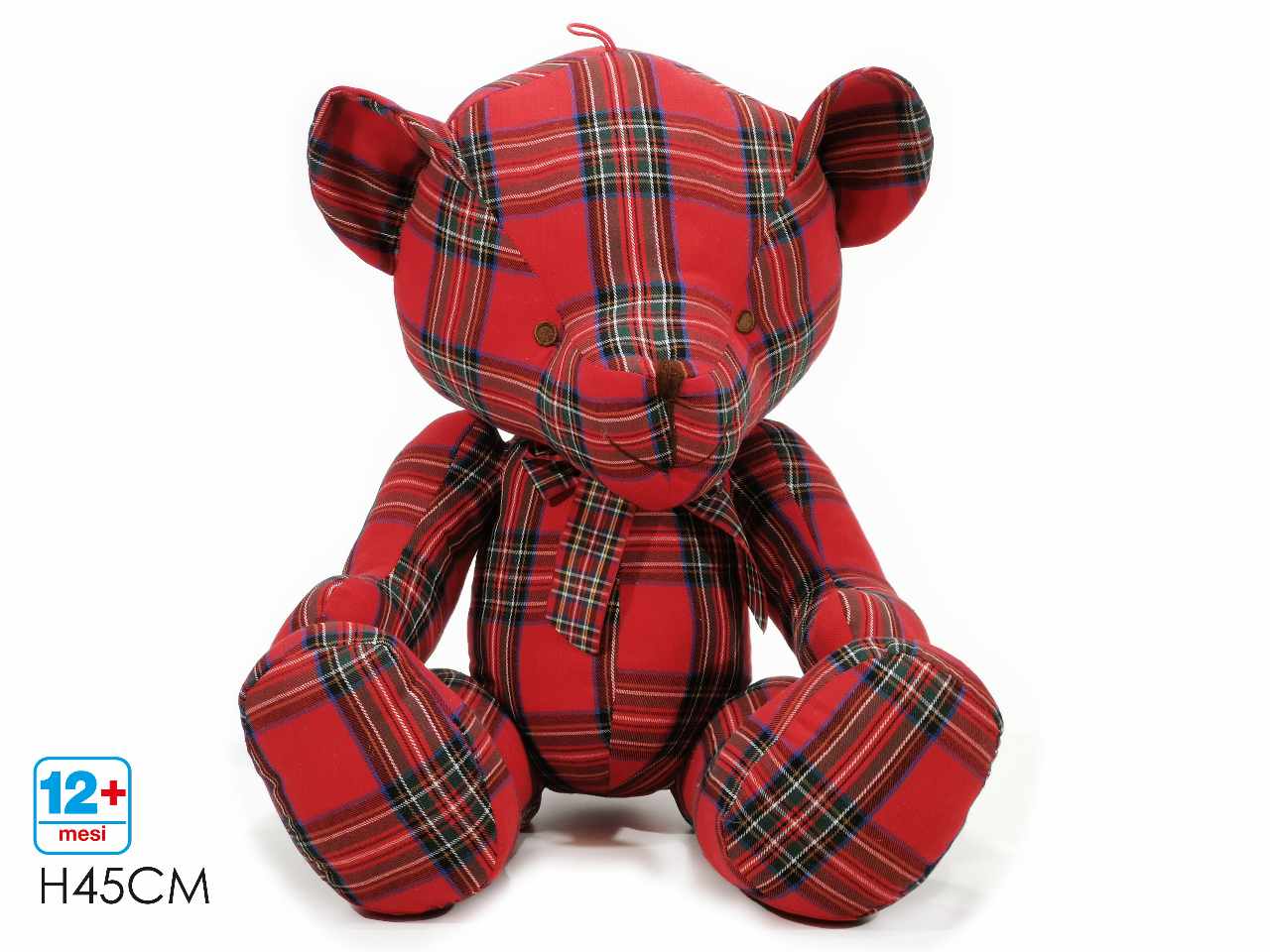 Orso natalizio scozzese h45cm $