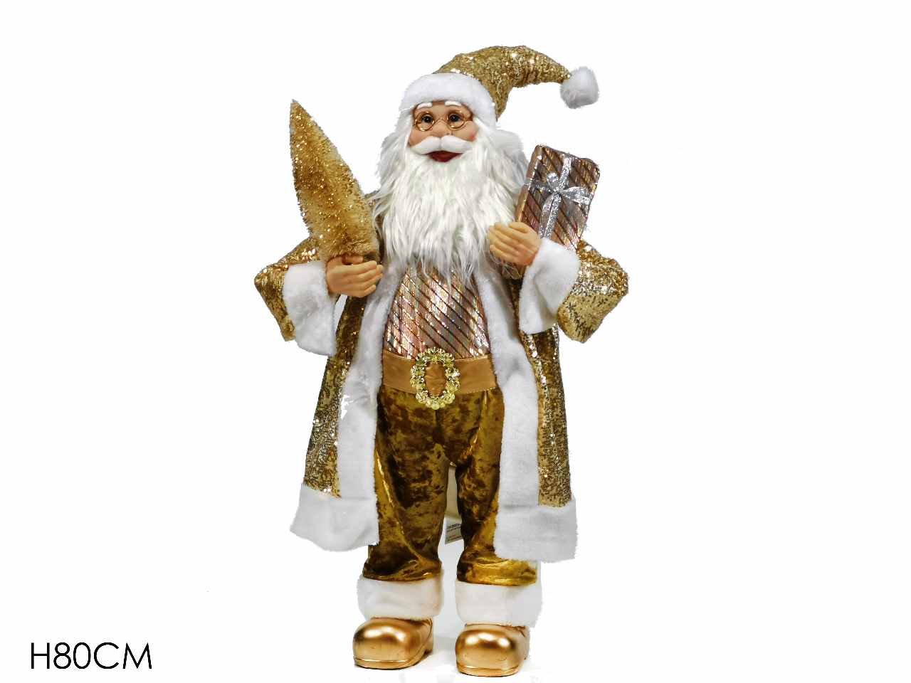 Babbo natale h80cm oro con paillet.