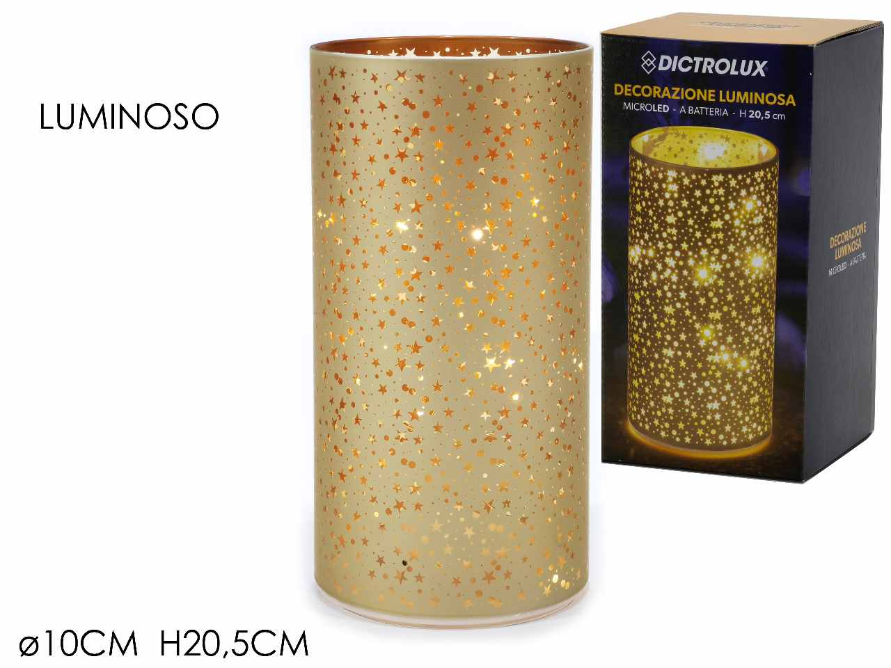 Dec. natalizia b/o luce h20.5cm oro