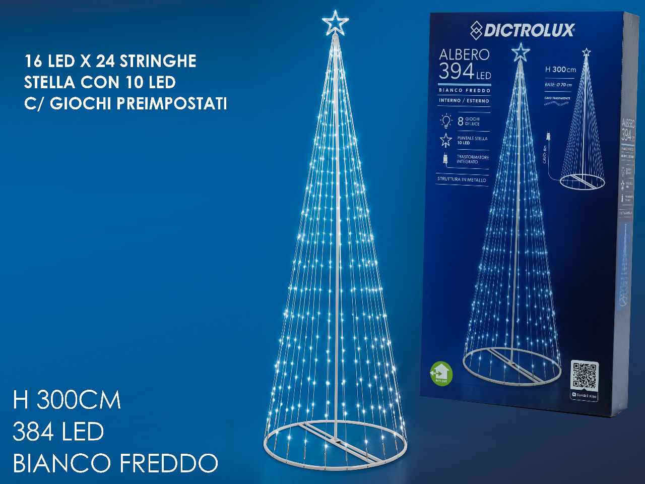 Albero di natale m3 con 394 led programmabili bianco freddo
