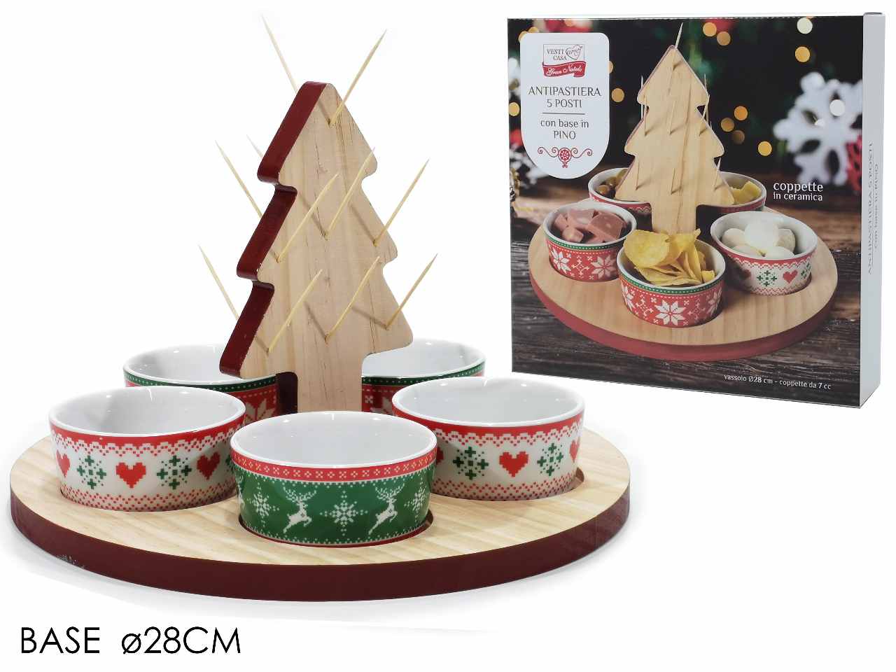 Set 5 antipastiere nataliziacon base e albero