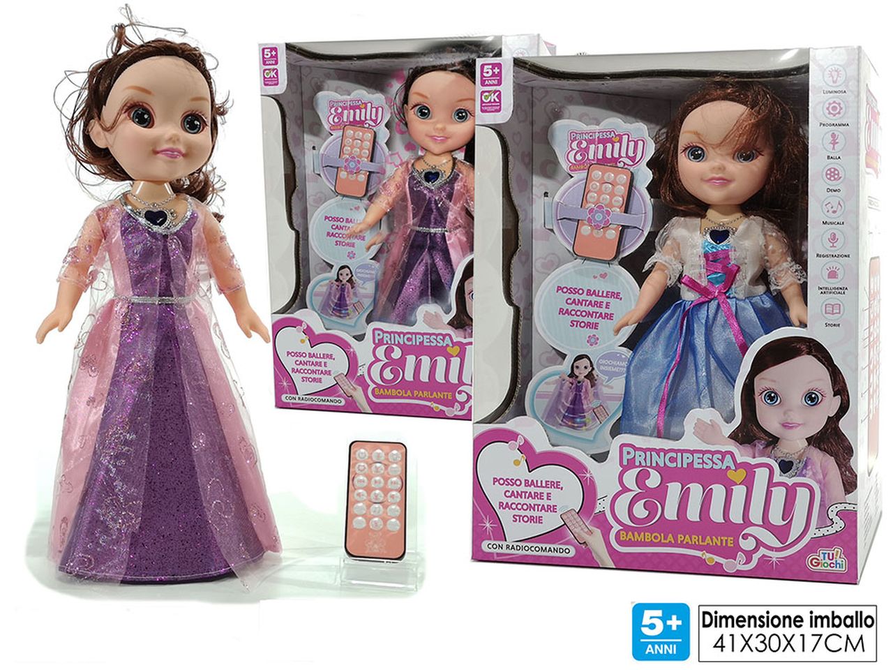Principessa emily bambola parlante con radiocomando disponibile in 2 assortimenti