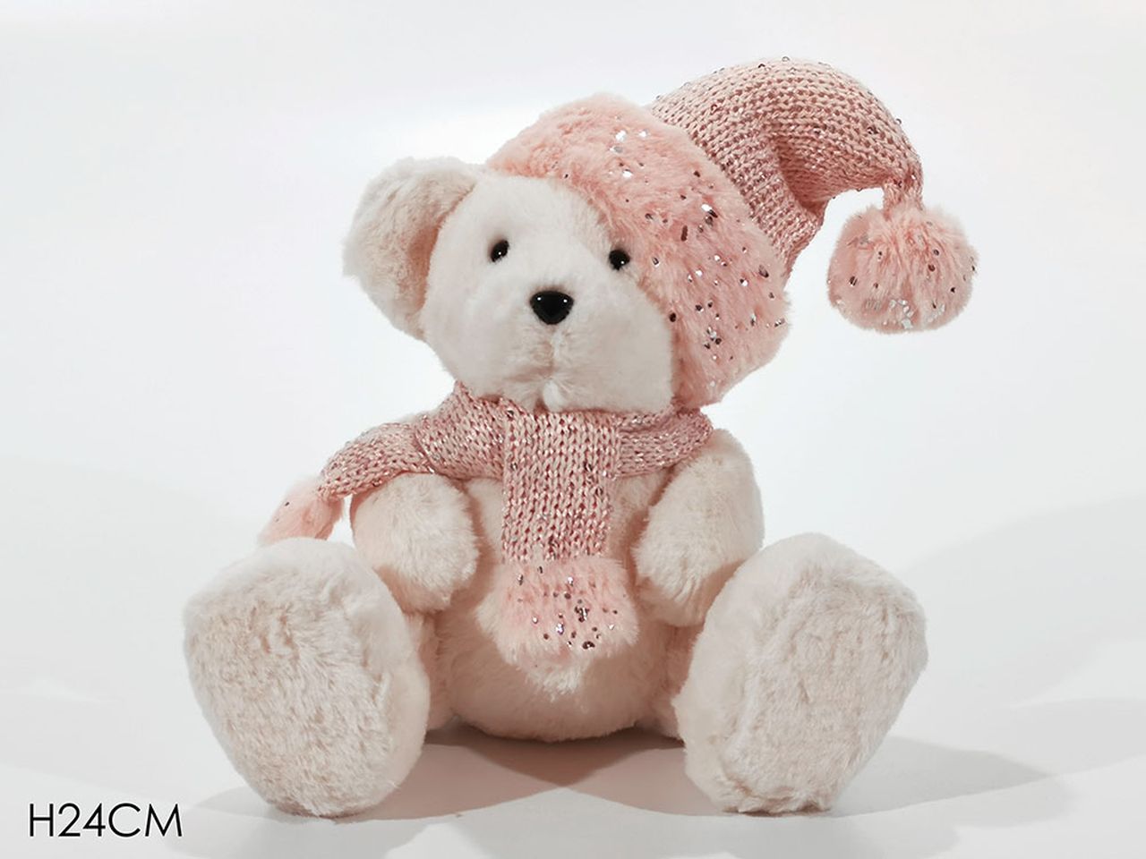 Orso misura 24cm colore rosa