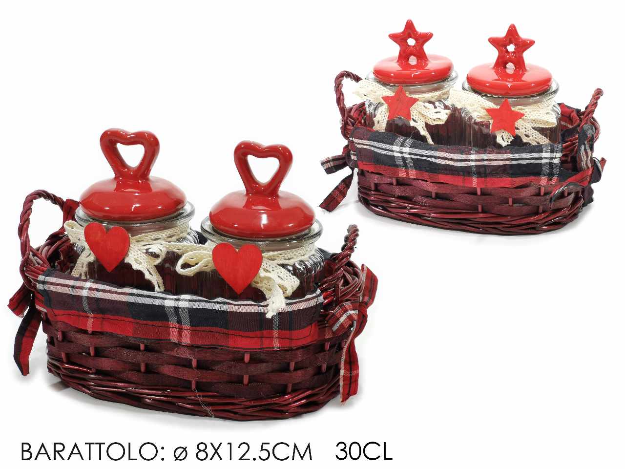 Set di 2 barattoli con cestino 30cl d.8x12,5cm 2 assortimenti