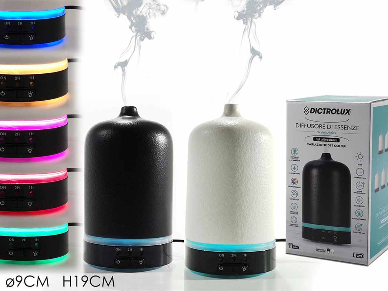 Diffusore di essenze con 7 led in 2 assortimenti