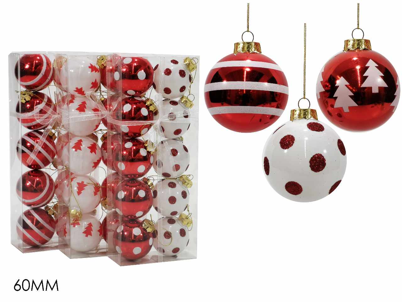 PALLE 10 PEZZI 60MM BIANCO E ROSSO 3 ASSORTIMENTI
