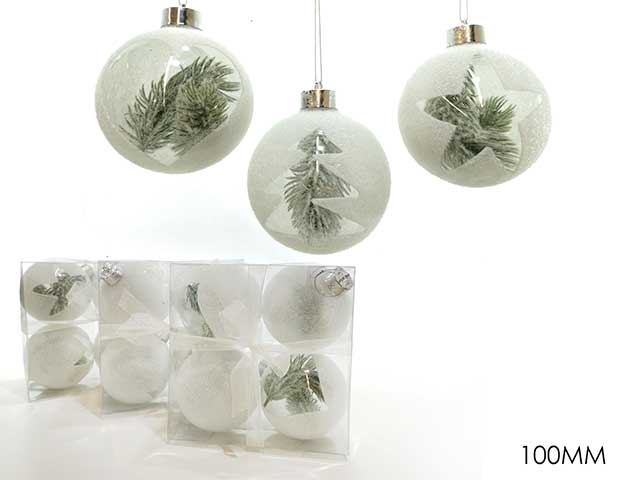 Palline natalizie bianco diametro 10cm - 4 pezzi