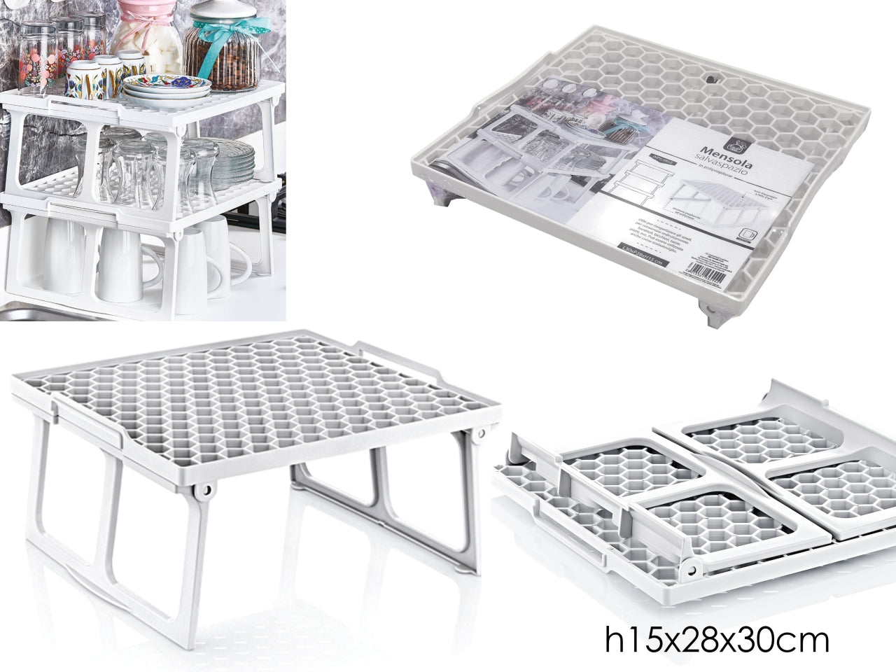 Mensola scolastoviglie con piedi 28x30cm bianco