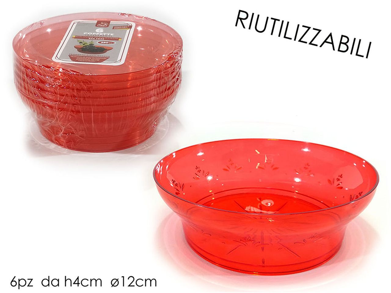 Coppette grandi rosse set da 6 coppette