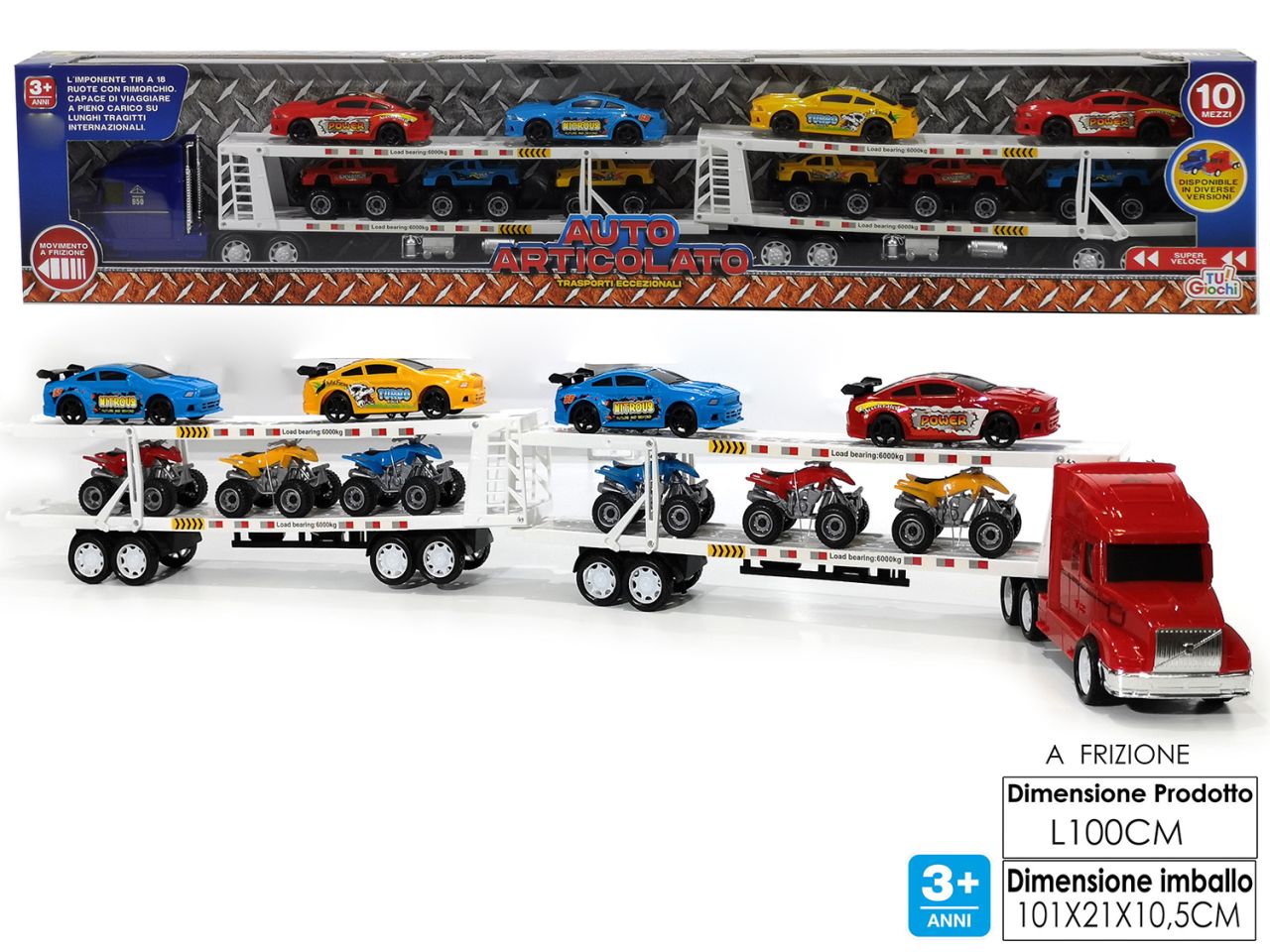 Autoarticolato con 10 automezzi disponibile in 2 assortimenti