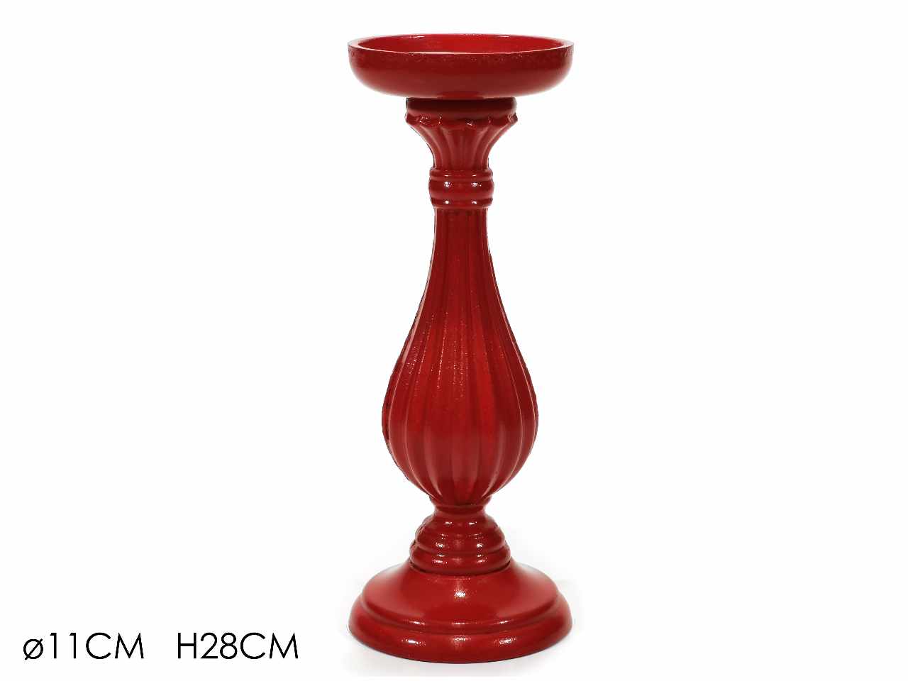 Portacandela natalizio h.28cm rosso