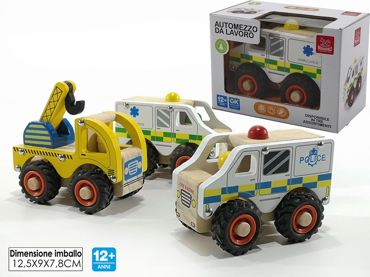Automezzi da lavoro in legno in 3 assortimenti