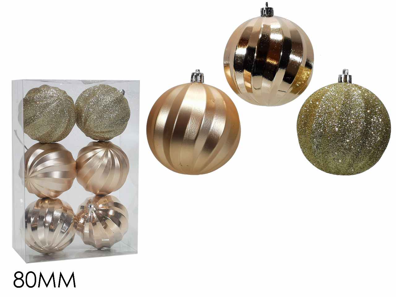 Sfera 8cm 6 pezzi champagne 302055