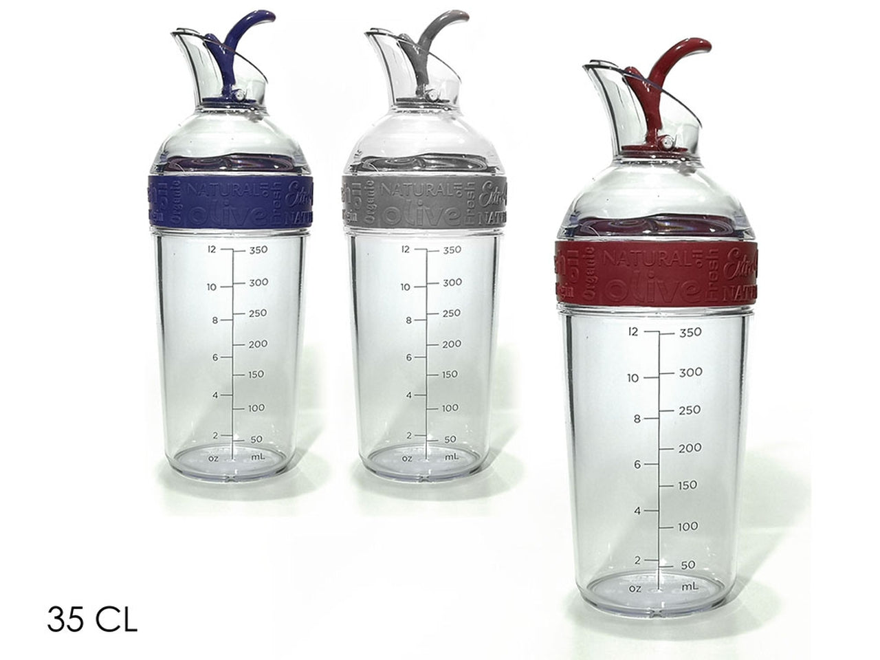 Oliera Graduata 350ml in Plastica con Base Antiscivolo - Altezza 22cm, Diametro 7cm, Disponibile in 3 Colori - Perfetta per la Cucina
