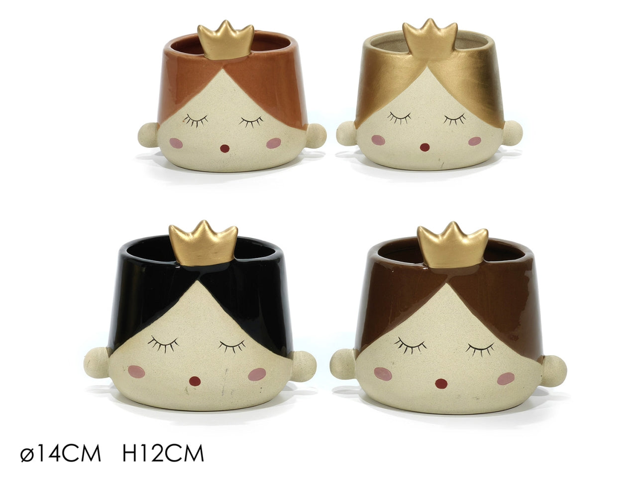 Vaso decorativo principessa in ceramica colori assortiti 14x12 cm - Gusto Casa