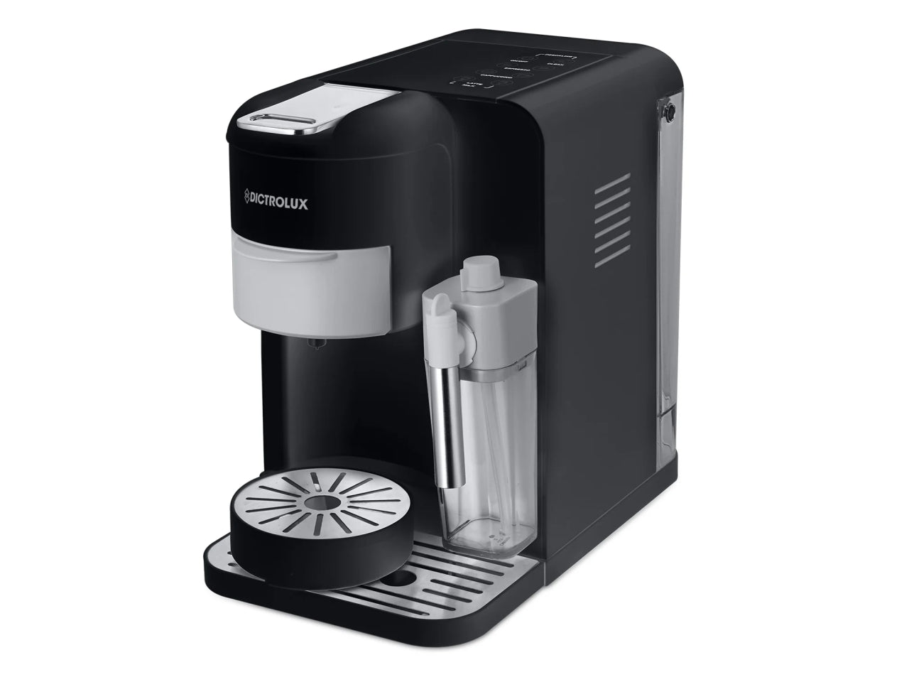 Macchina per il caffè 3in1 Emily Express&Milk nero con adattatori per capsule e cialde  Dictrolux