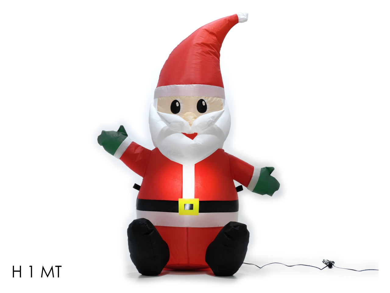 Babbo Natale seduto gonfiabile rosso e bianco con luce fredda in poliestere 100 cm  Vestiamo Casa