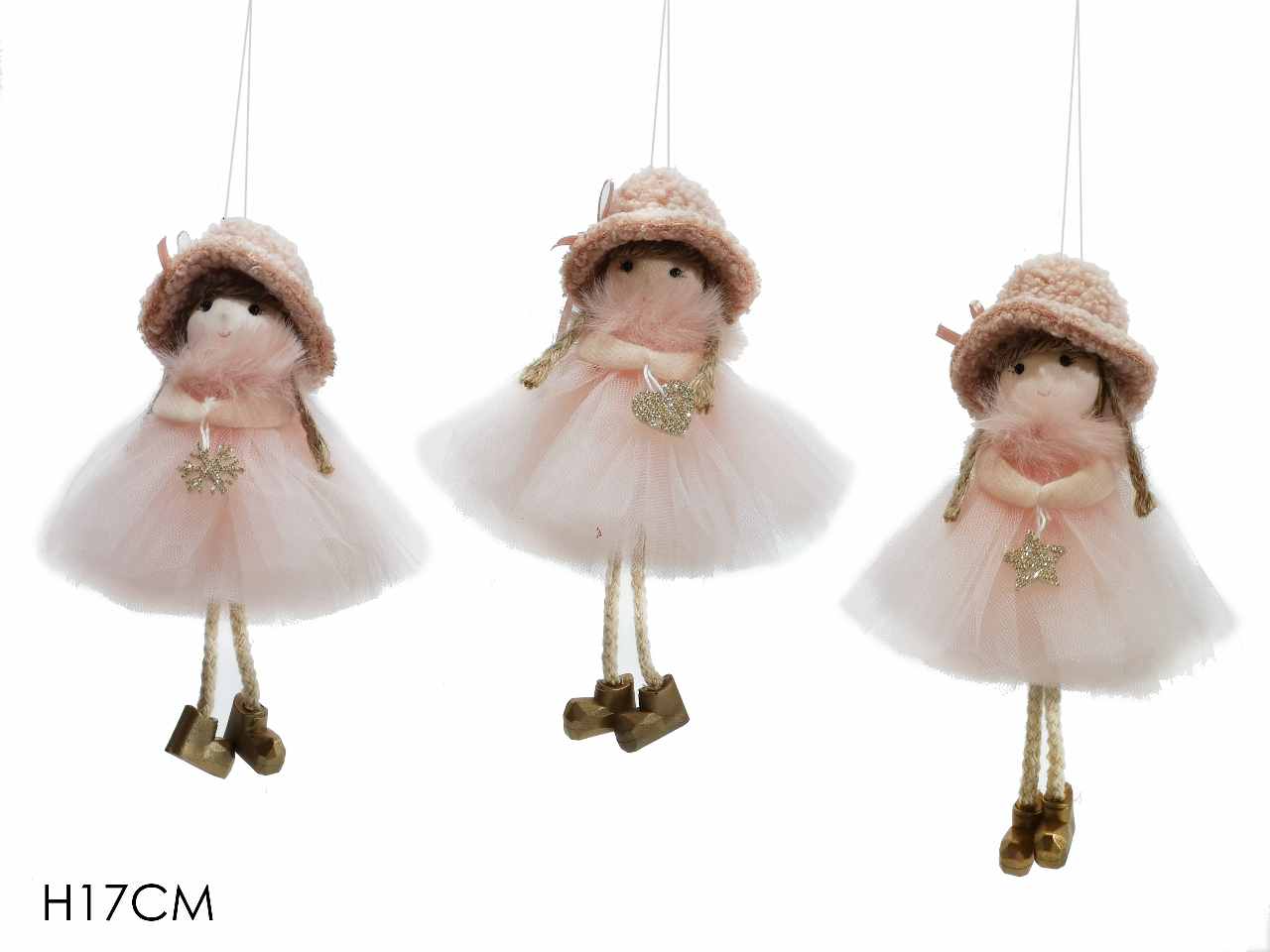 Pendente bimba con gonna e velo rosa