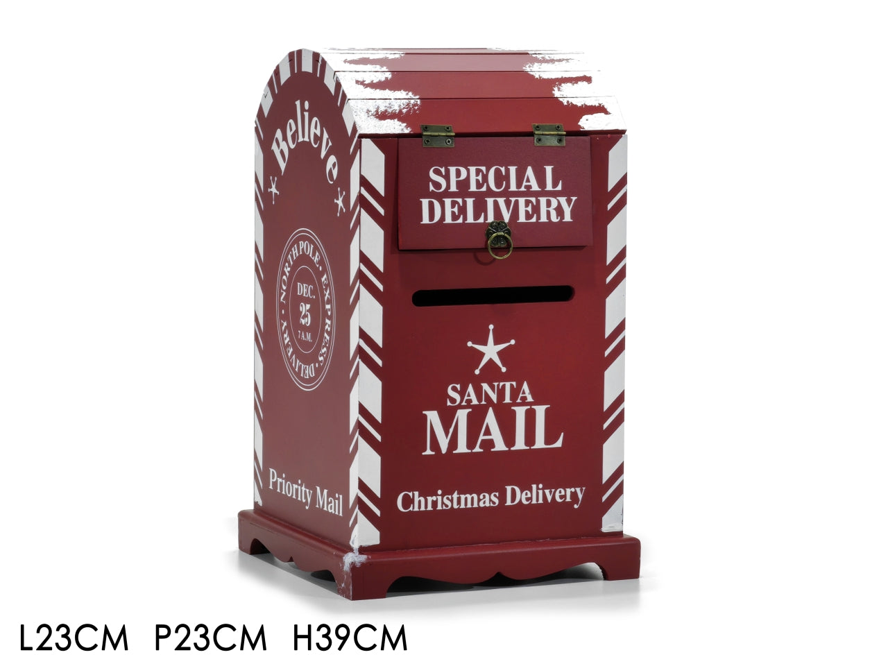 Cassetta postale natalizia h.39cm rossa