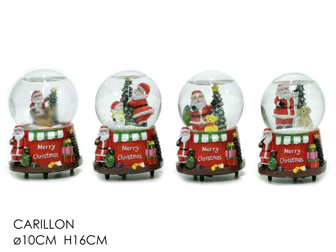 Carillon con palla di vetro con babbo natale