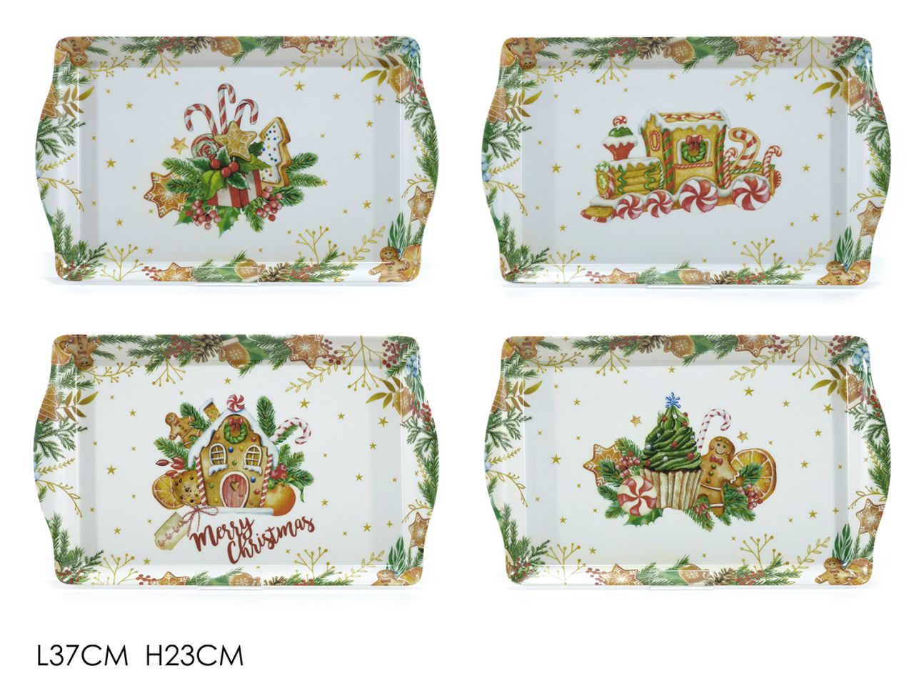Vassoio rettangolare natalizio 37x23cm in 4 assortimenti
