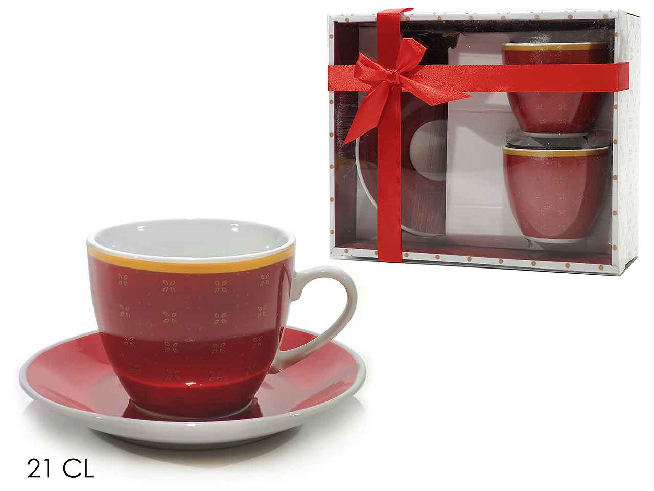 Tazza 21cl 2 pezzi con piat.rosso/oro 556283