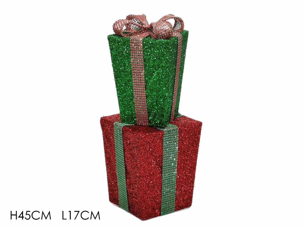 Doppio pacco regalo 17x45cm rosso/verde