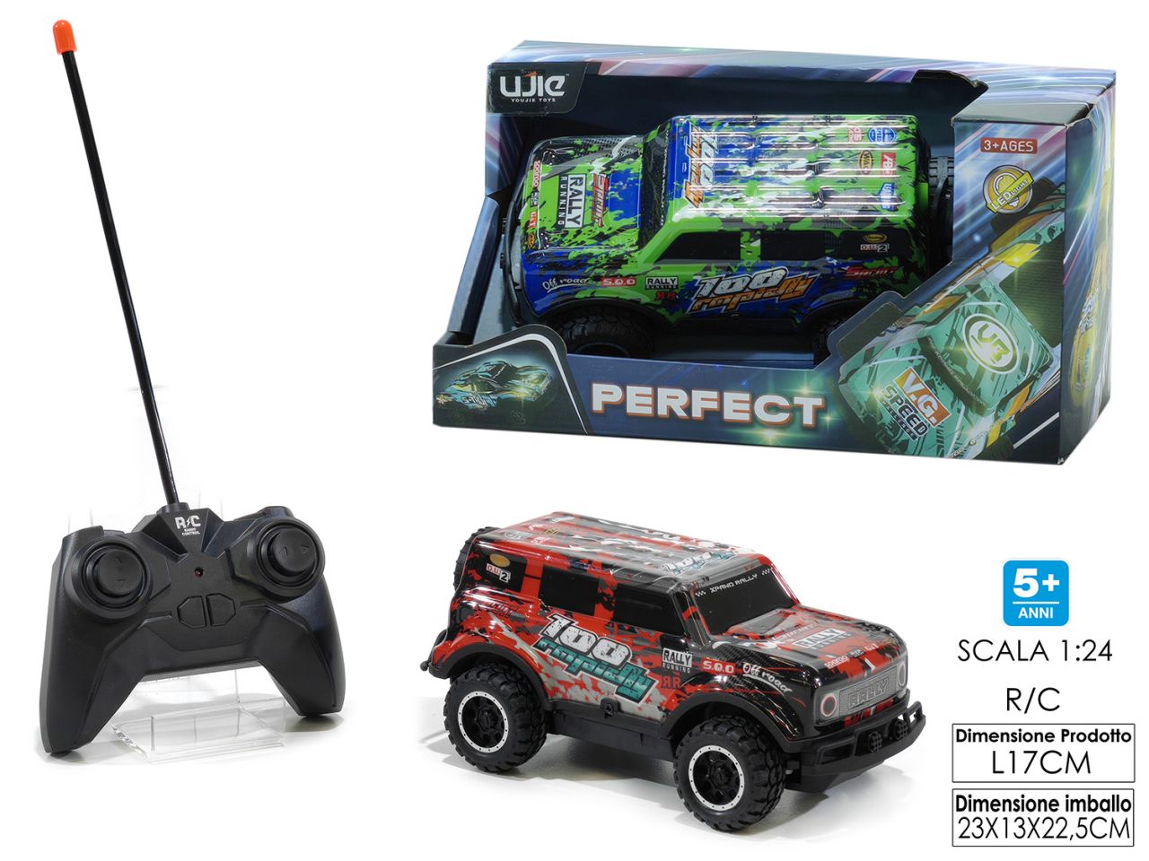 Auto radiocomandata con 4 funzioni disponibile in 2 assortimenti