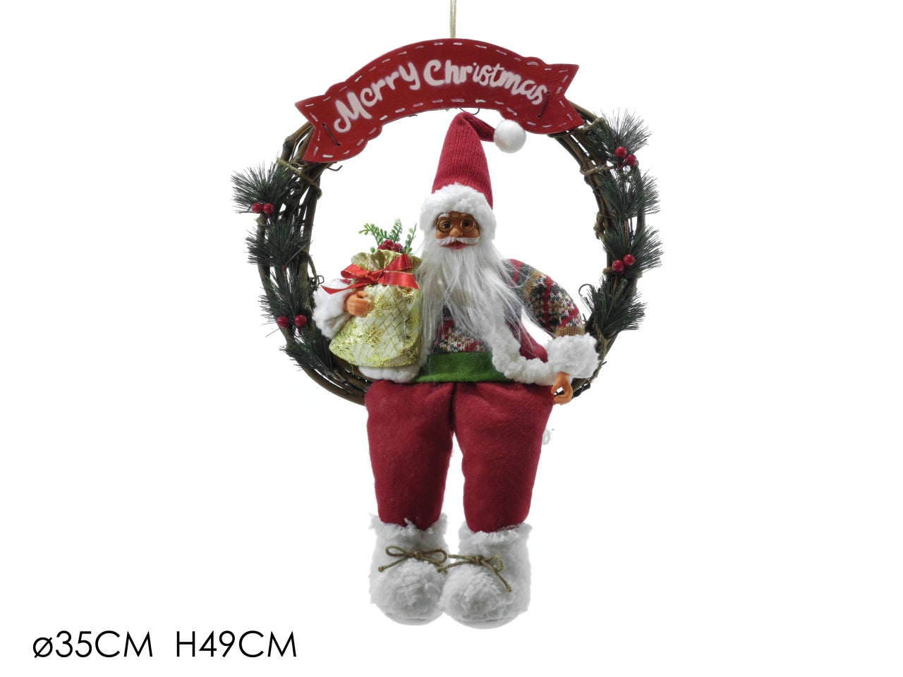 Dietroporta natalizio con babbo natale seduto