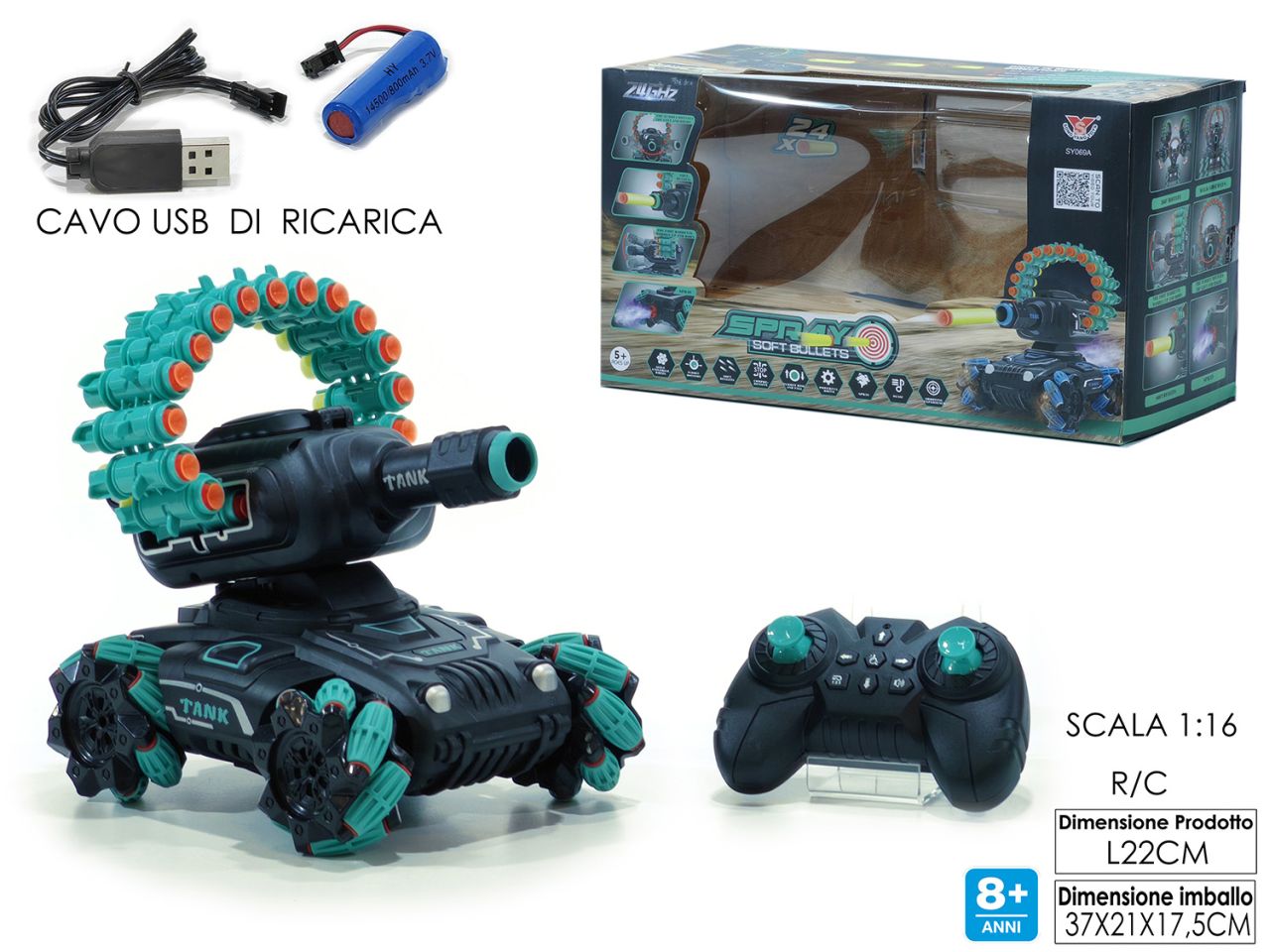 Auto radiocomandata con 24 dardi e 12 funzioni