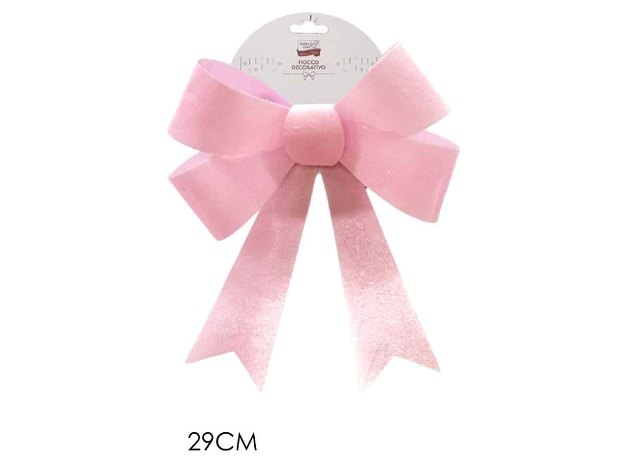 Pendente natalizio fiocco rosa 29cm