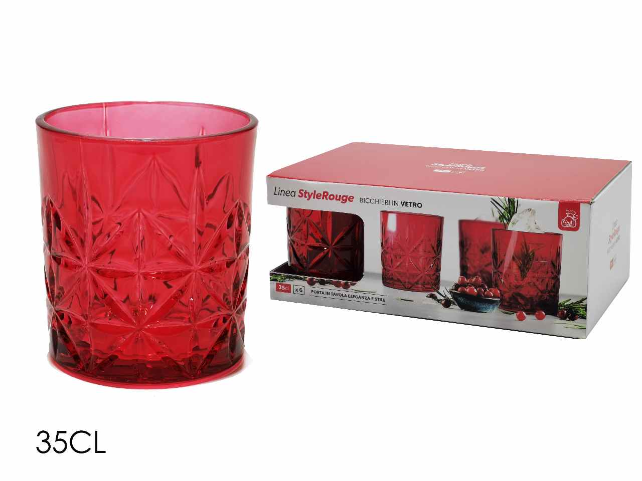 Bicchieri 35cl rosso 6pz