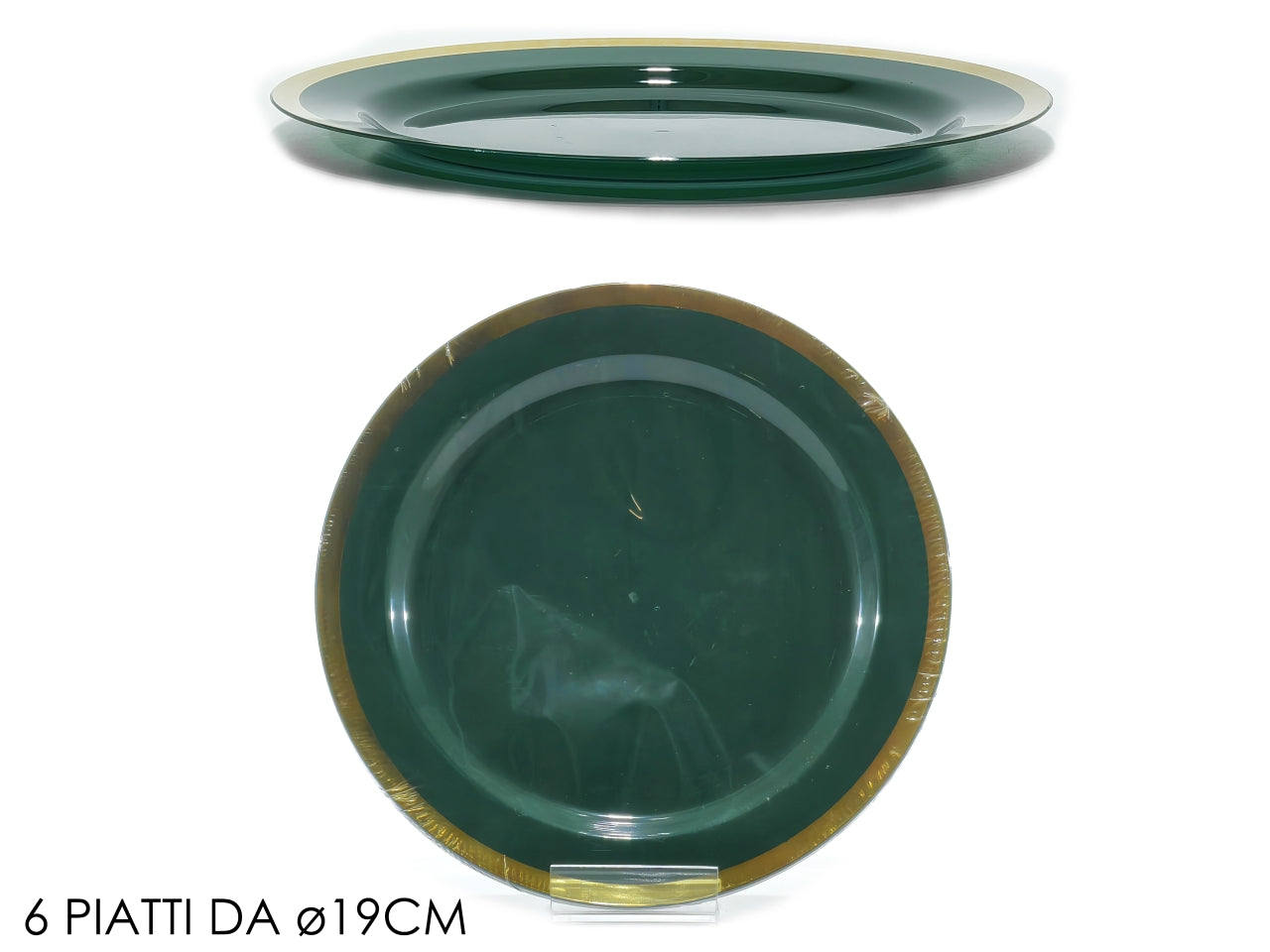 Servizio di piatti d.19cm verde scuro con bordo set da 6 piatti