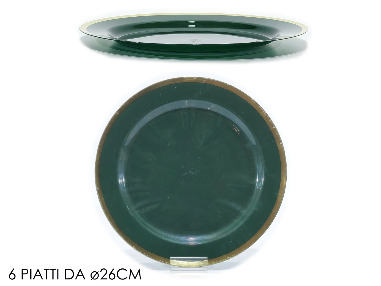 Servizio di piatti d.26cm verde scuro con bordo set da 6 piatti