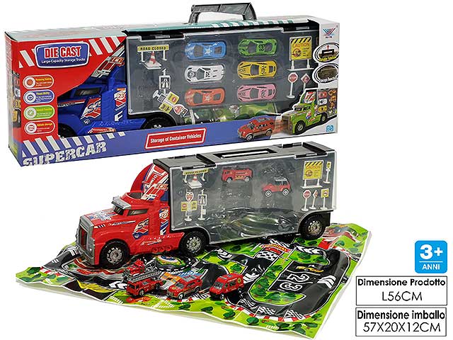 I super camion die-cast con 6 automobili in 2 assortimenti