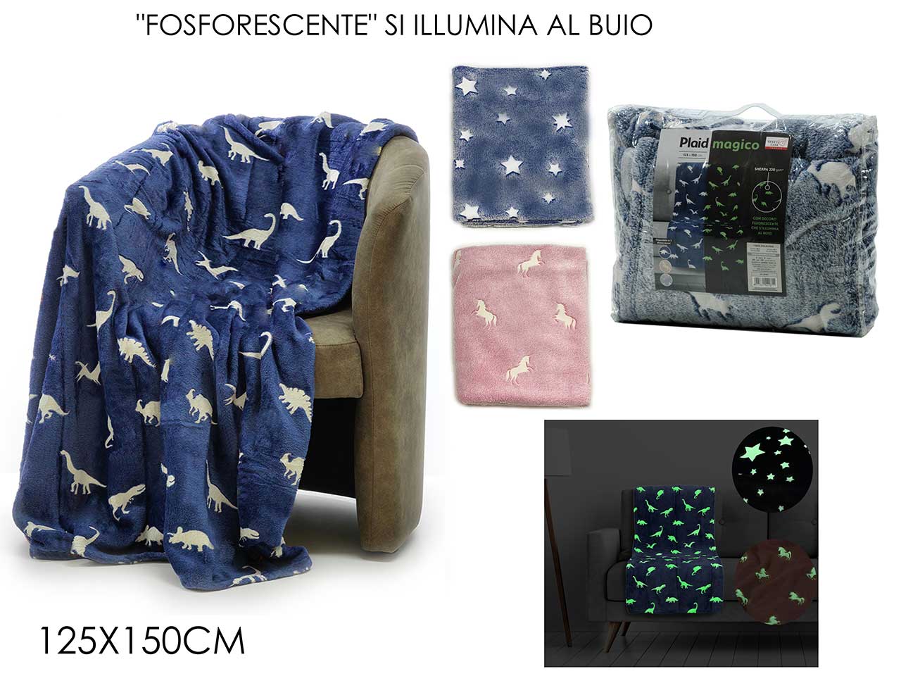 Plaid magico misura 125x150cm in 3 colori assortiti
