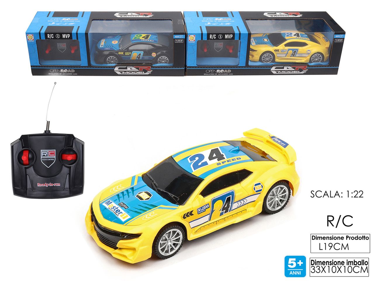 Auto car model radiocomandata con 4 funzioni disponibile in 2 assortimenti