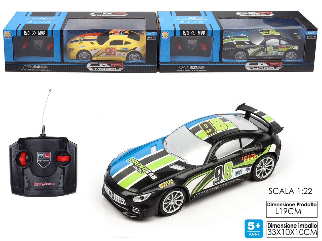 Auto car model radiocomandata con 4 funzioni disponibile in 2 assortimenti
