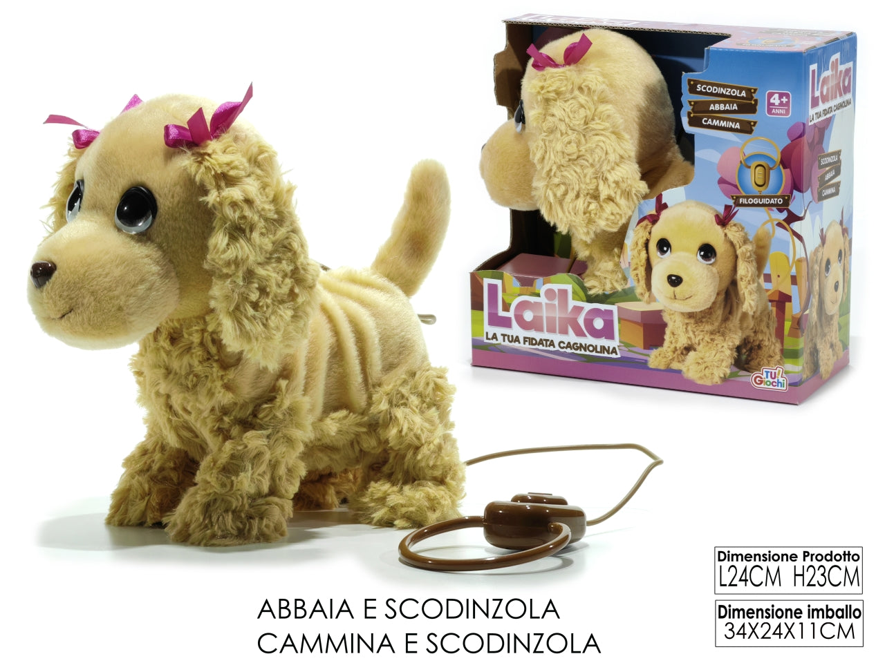 Cagnolino laika filoguidato h.23cm