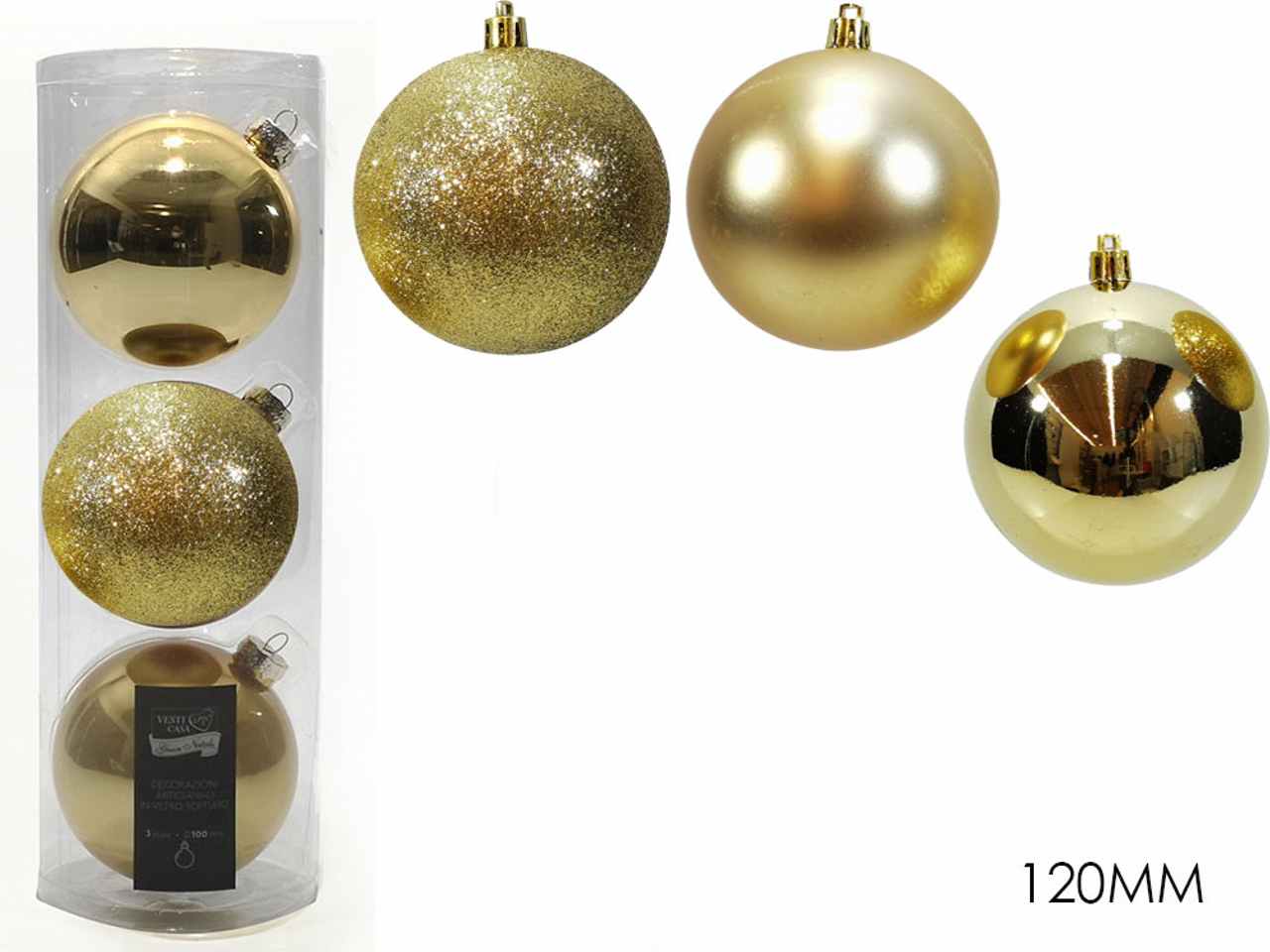 Palline natalizie oro diametro 12cm - 3 pezzi