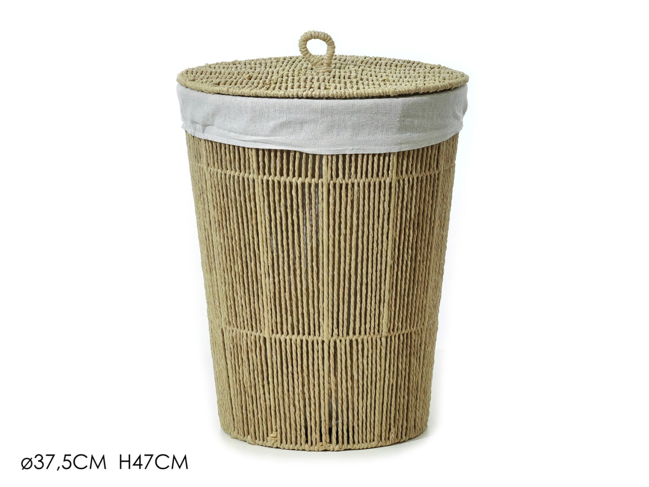 Cesta portabiancheria rettangolare in carta e cotone beige 37,5x47 cm - Vestiamo Casa