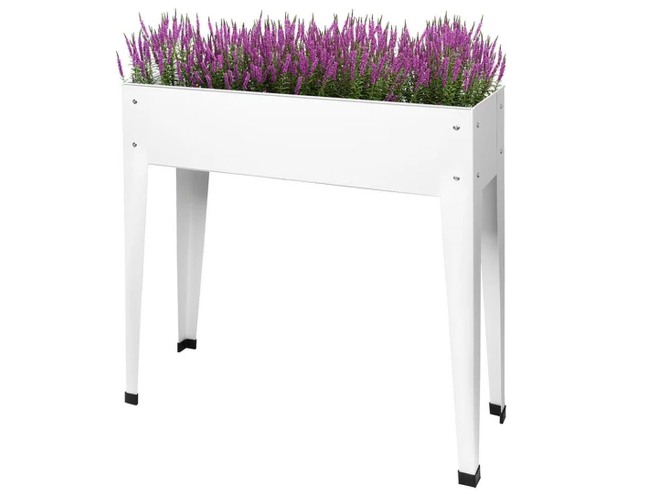 Fioriera rialzata rettangolare bianco in metallo design moderno h.80 cm- Vestiamo Casa