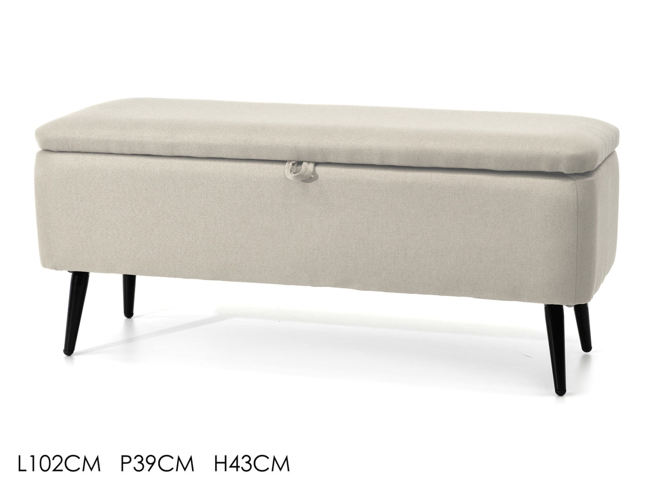 Pouf contenitore cassapanca 39x102xh43cm di colore beige