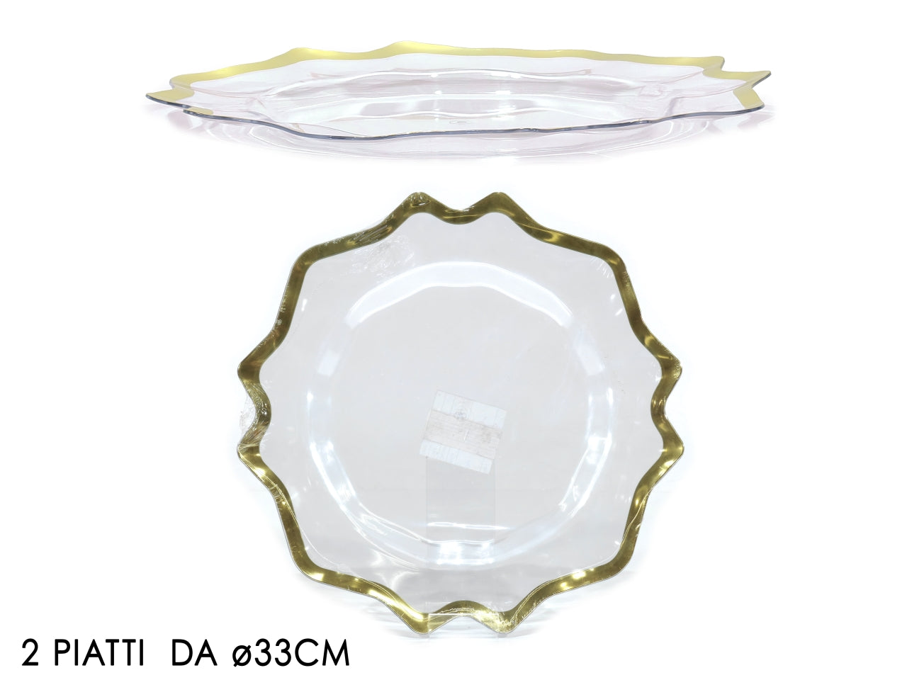 Piatti d.33cm trasparente con bordo set da 2 piatti