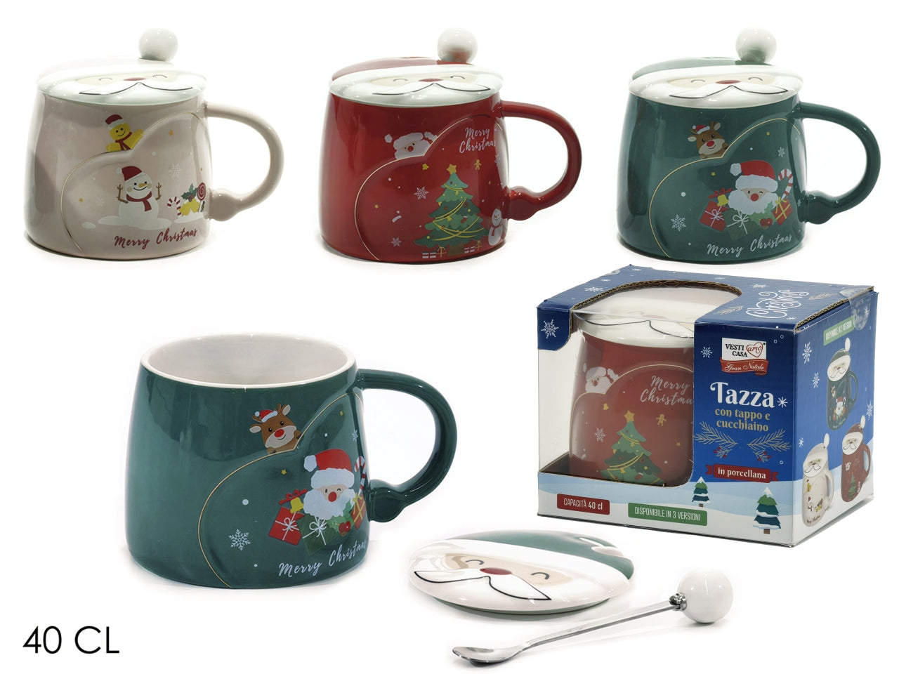 Tazza 38cl con coperchio e cucchiaino in porcellana