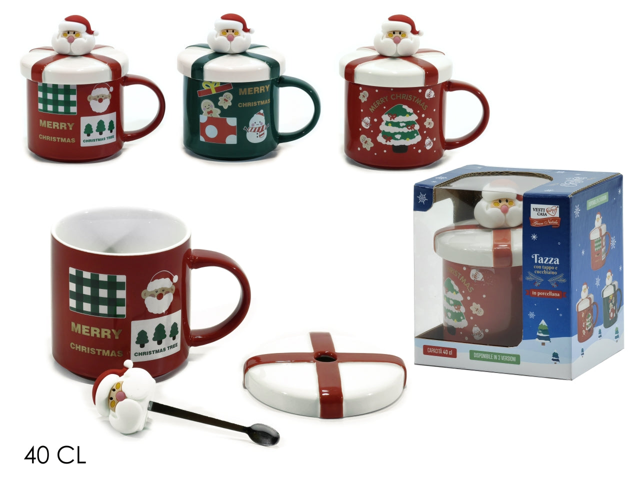 Tazza 40cl con coperchio in porcellana in 4 assortimenti
