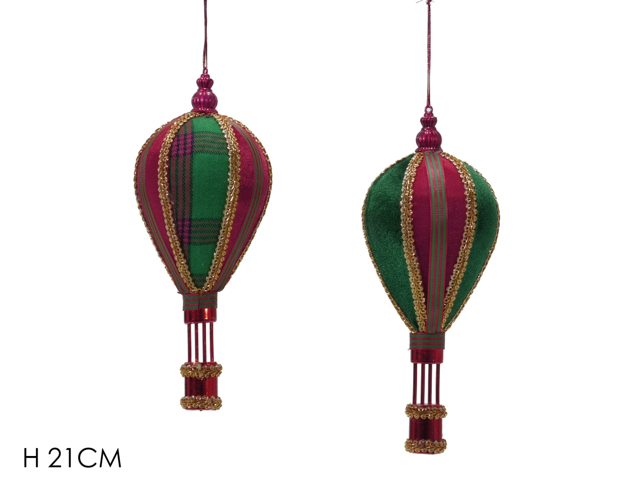 Pendente mongolfiera h.21cm scozzese