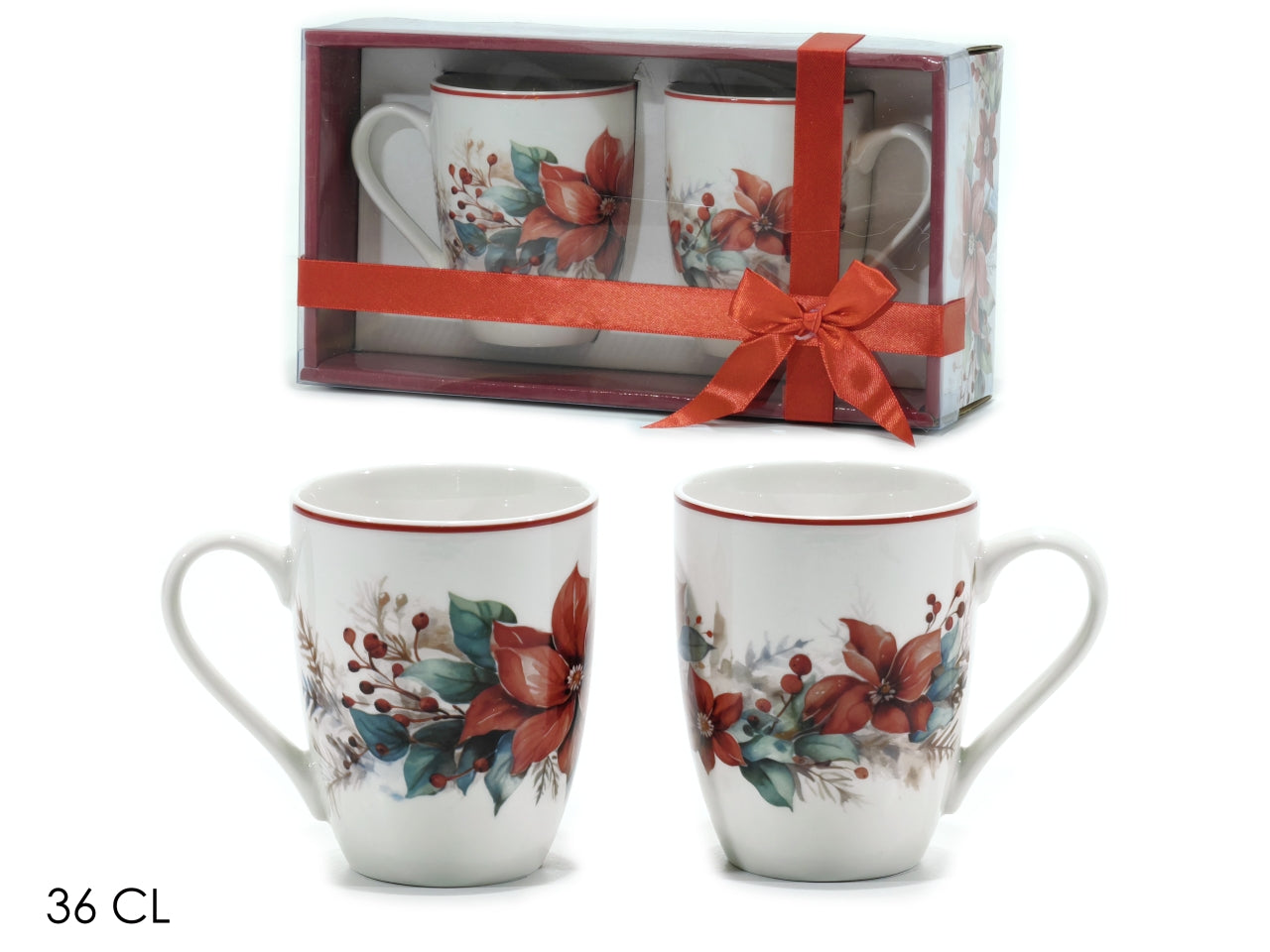 Tazze 36cl con stella di natale set da 2 tazze